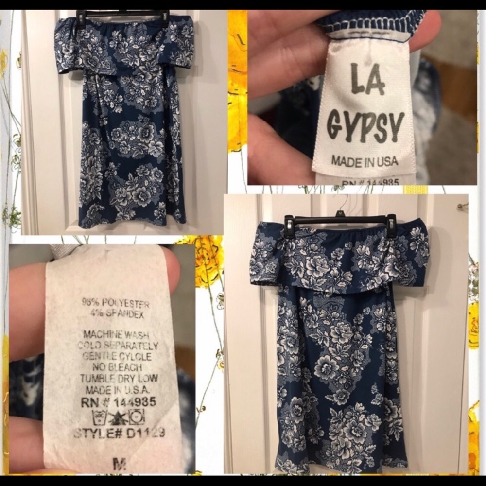 Off the Shoulder Floral Blue Dress